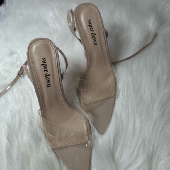 superdown Beige Heels with Clear Straps - Picture 5 of 6